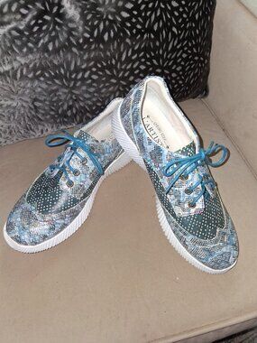 L'Artiste by Spring Step Blue Leather Comfort Sneakers New Eu Sz 39 8 1/2-9